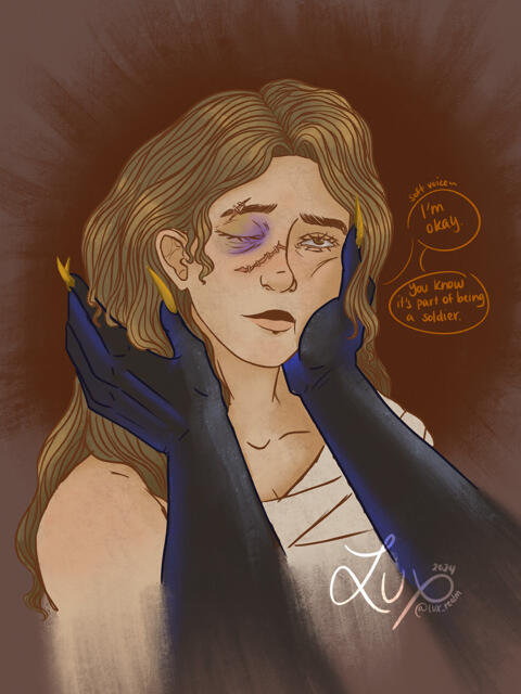 Title: "Dear bladed flower" Snippet of one of the moments between Regina and his secret lover. I wrote a little snippet about the moment because it was based on a paragraph that came into my mind after listening to music "Safe and sound" by Taylor Swift. (