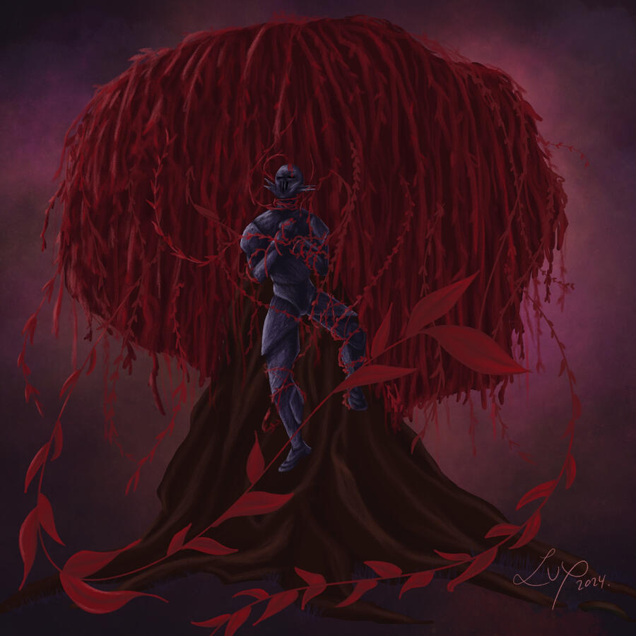 Concept art of "Tree of Laments" a living tree set in the jungle of the Vitalists's world. The protector of every fauna and flora living there. (February 2024)