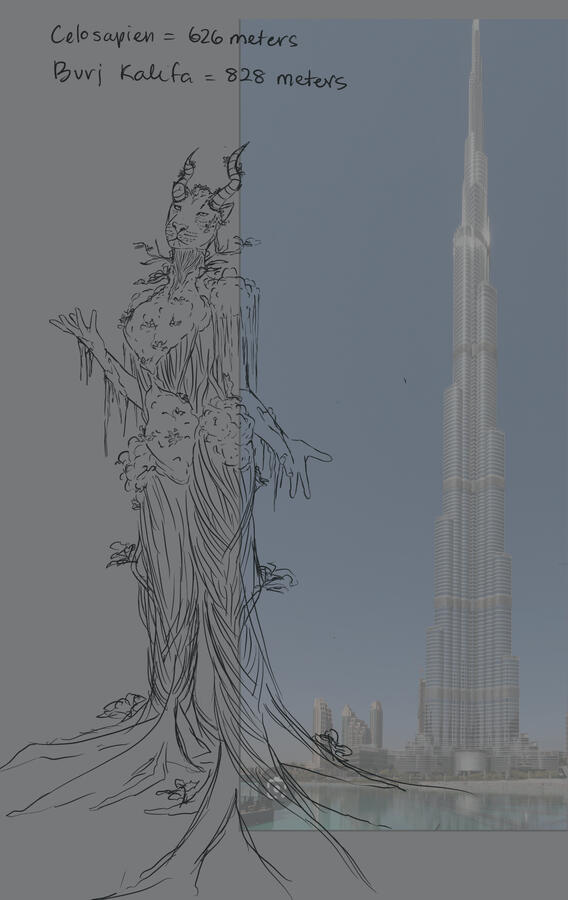 Another concept art sketch for Celo phase evolution. With height comparison.