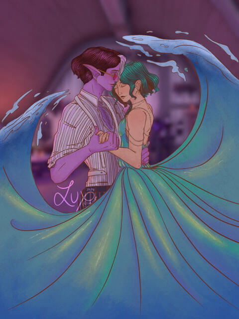 Title: "I knew since the first time I saw you" Illustration from my WIP animation for Jel Omiatta x OC (Palia videogame) (November 2024)